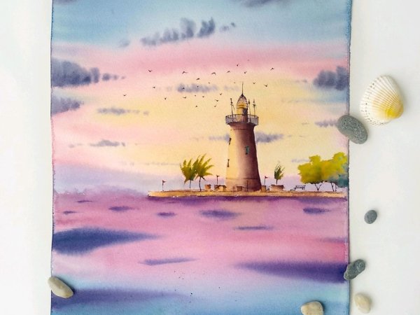 Маяк Ермакова акварель