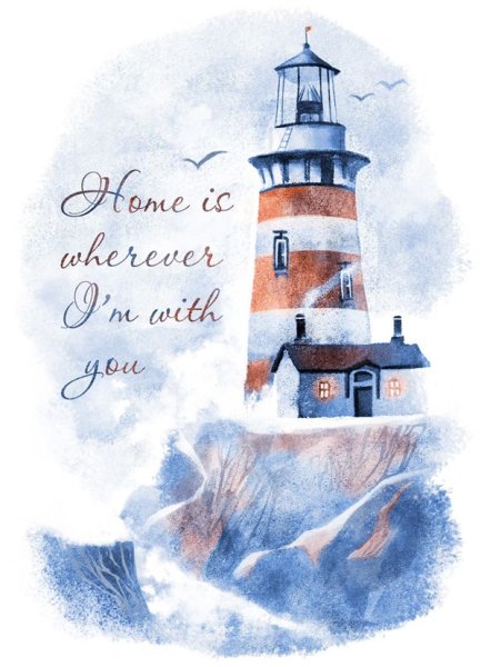 Акварельный скетчинг Маяк и море