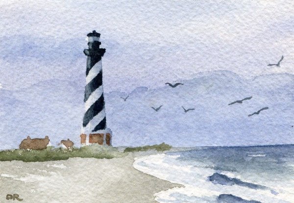 Легкий морской пейзаж с маяком