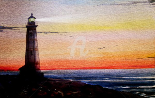 Маяк гуашью