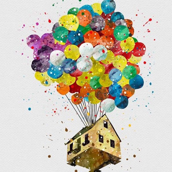 Воздушные шарики акварель