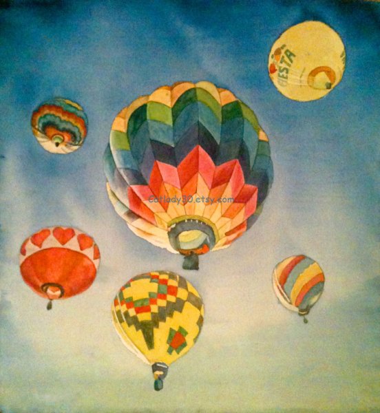 Воздушный шар Каппадокия картина акварель