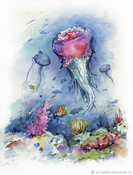Морской мир акварелью