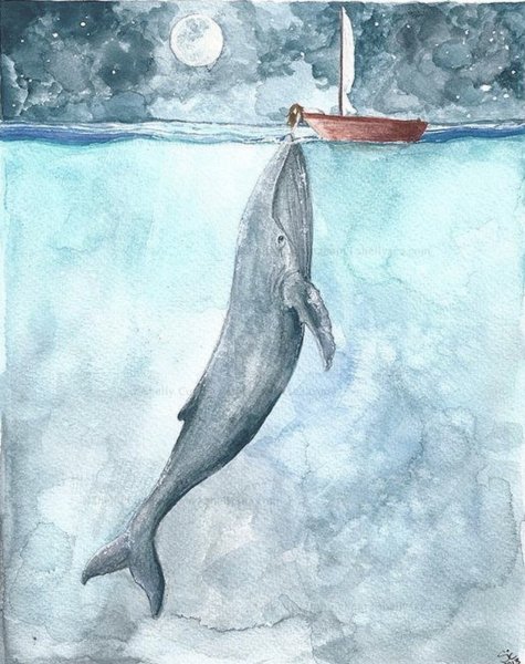 Морской конек акварель