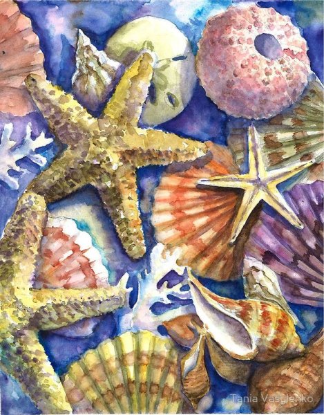 Скетч море акварель