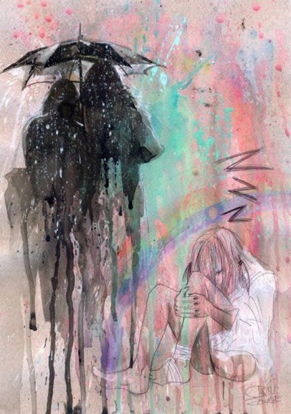 Под дождем акварель