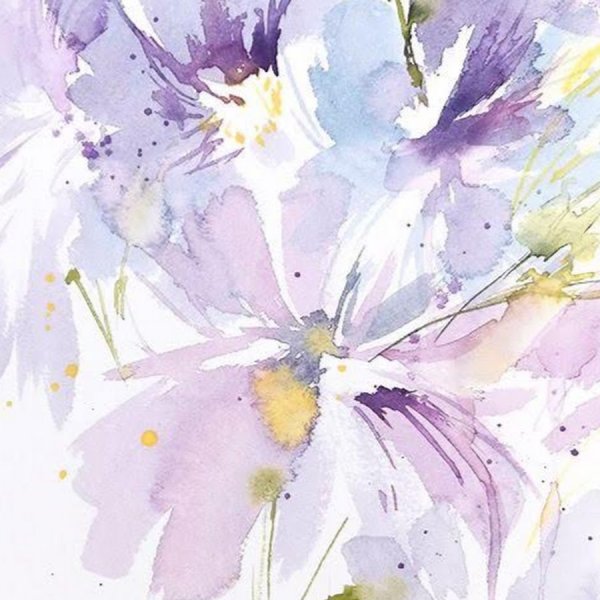 Сиреневые цветы акварель