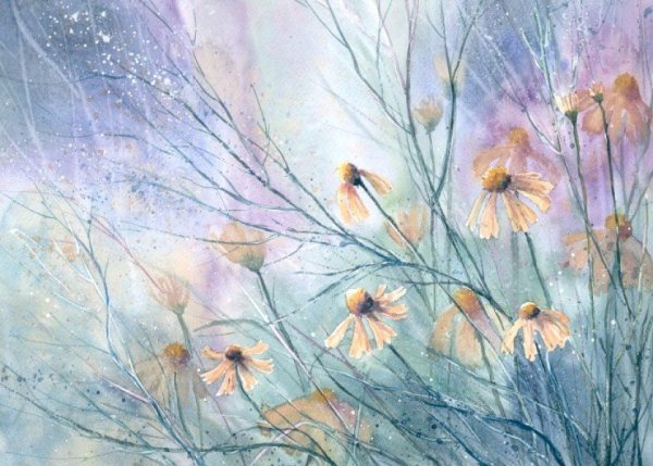 Малгожата Щецинская акварель цветы