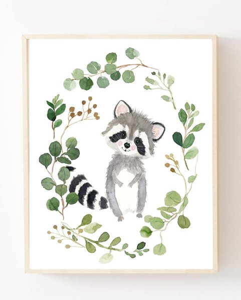 Енотик акварелью для детей