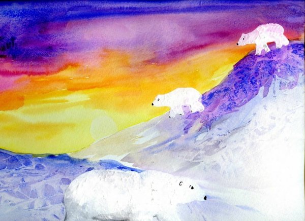 Рисование на тему Северное сияние