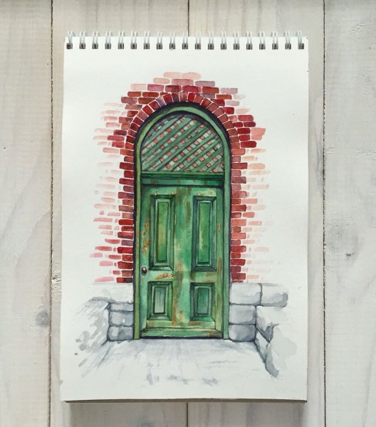 Дверь акварелью