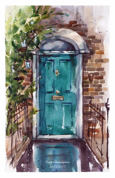 Дверь акварелью