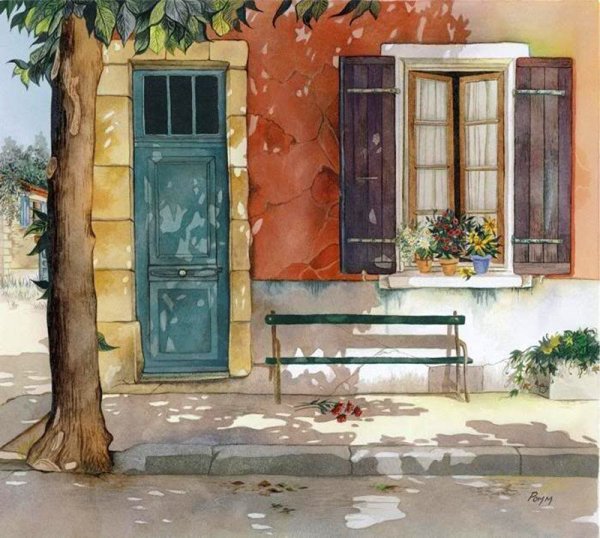 Дверь акварелью