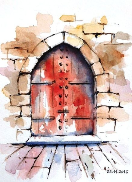 Кирпич акварелью