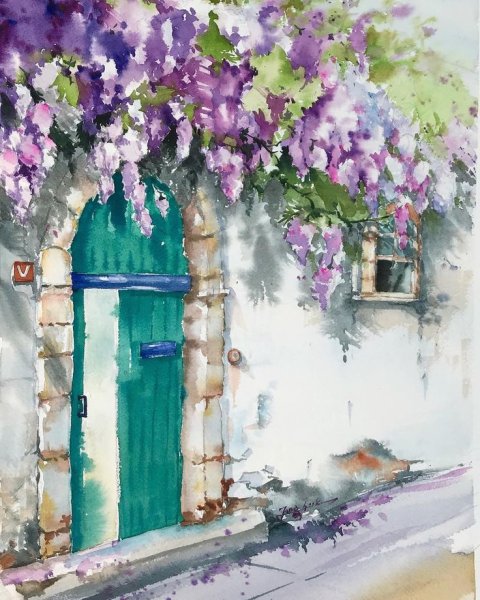 Волшебная дверь акварель