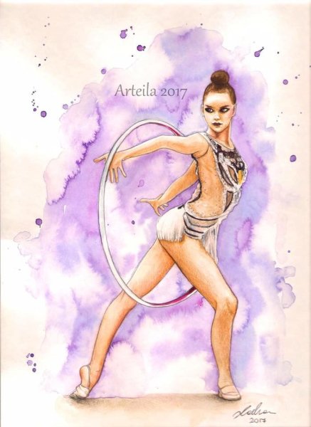 Гимнастка акварель