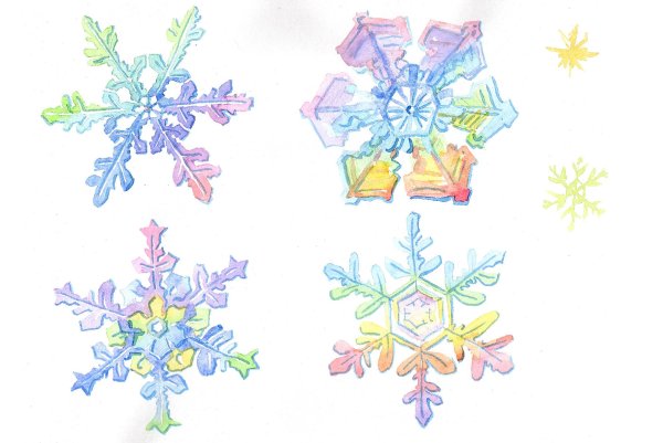 Снежинки цветные