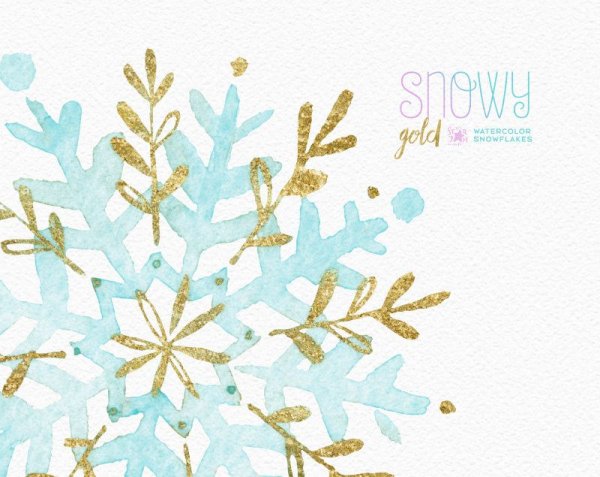 Новогодние снежинки акварель