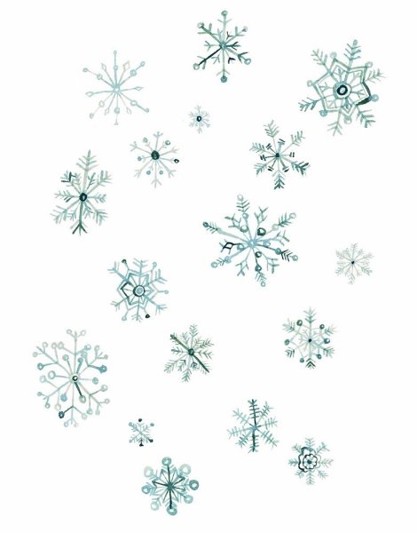 Снежинки акварель