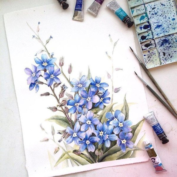 Акварельные незабудки