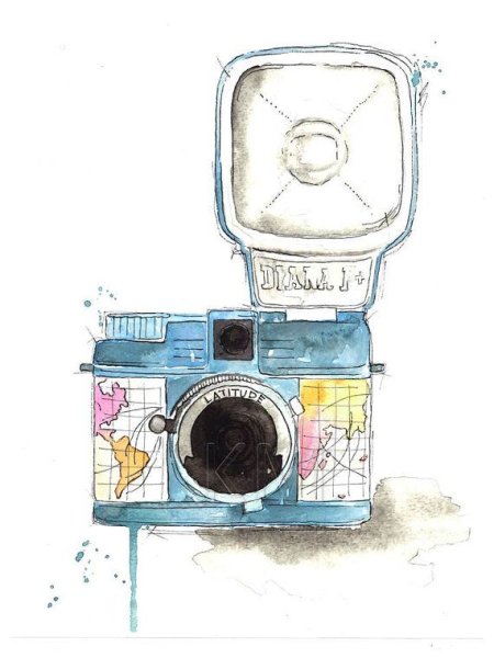 Фотоаппарат акварель