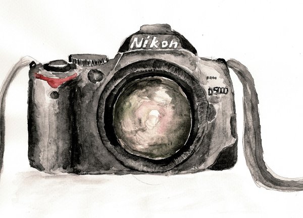 Фотоаппарат акварель вектор