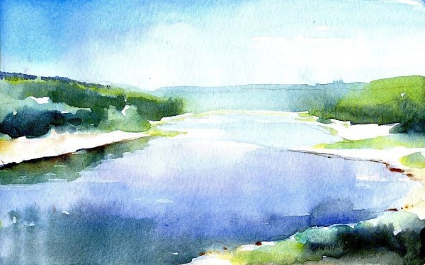 Пленэр акварелью река
