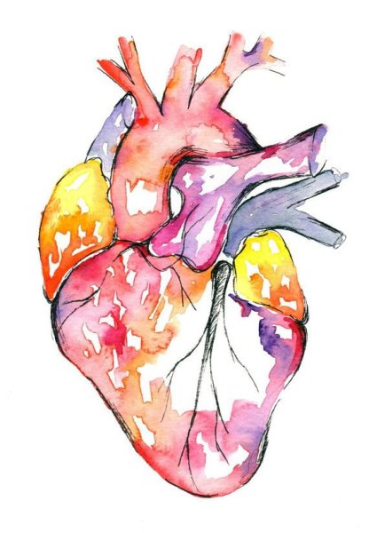 Сердце акварель