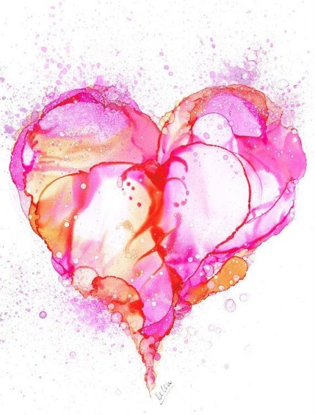 Сердечки нарисованные акварелью