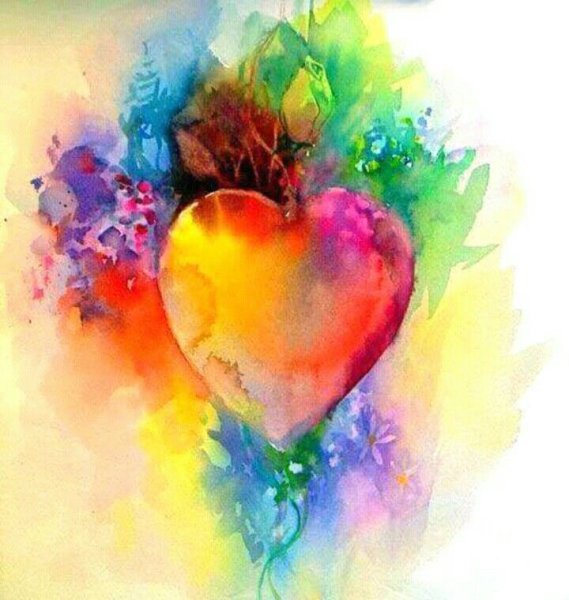 Сердечко акварель
