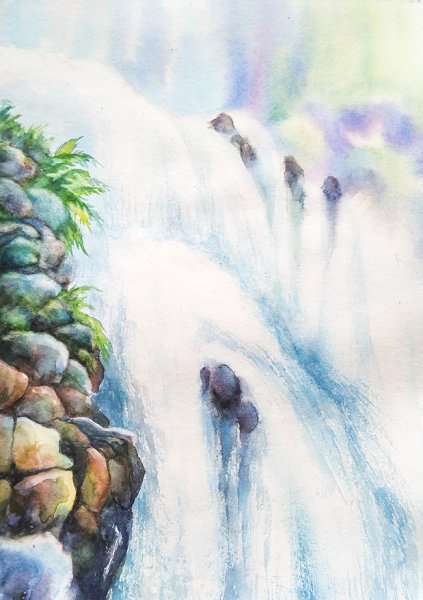 Водопад акварелью