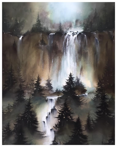 Гризайль водопад горы