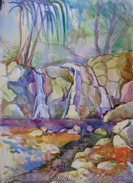 Водопад гуашью