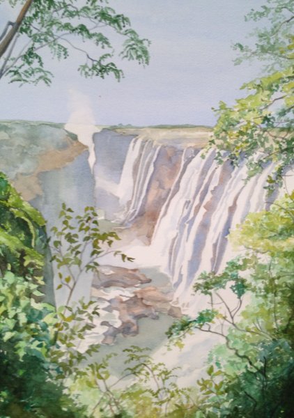 Водопад Виктория живопись