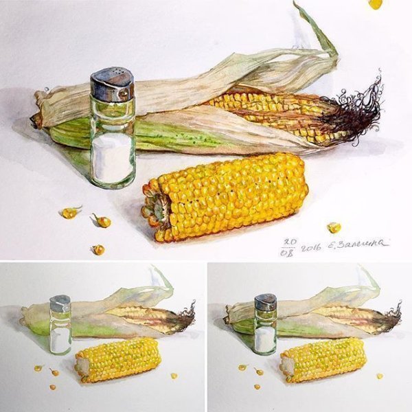 Кукуруза акварелью