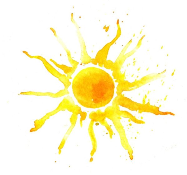 Солнце рисунок красками
