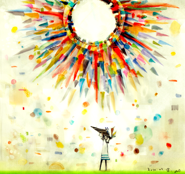 Солнце акварель