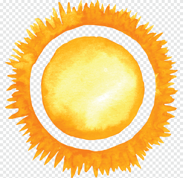 Солнце нарисованное акварелью