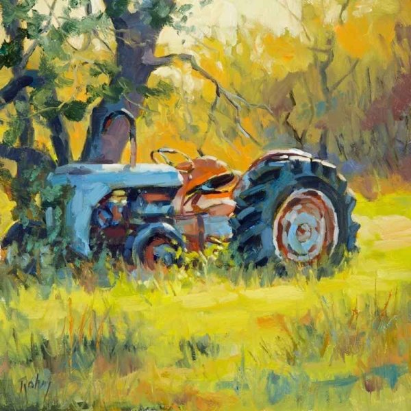 Трактор акварель