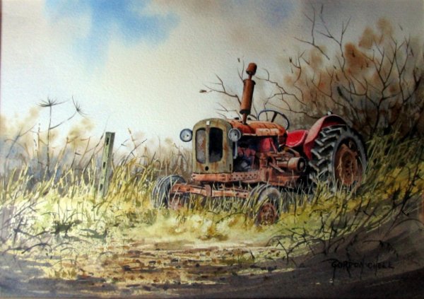 Трактор акварель иллюстрация