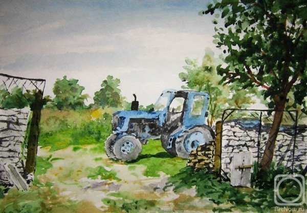 Трактор акварель Джон Дир