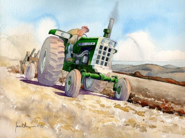 Акварельный трактор