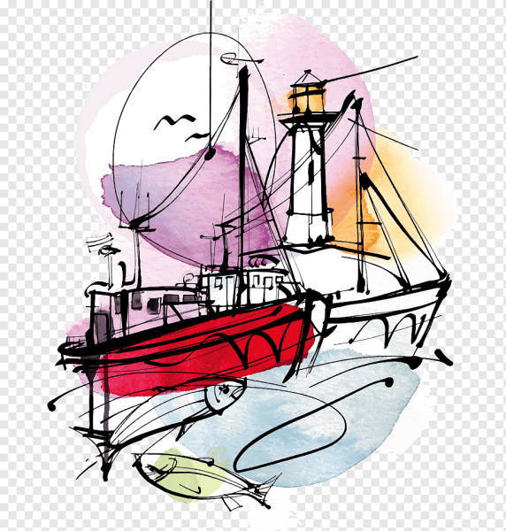 Акварельный кораблик