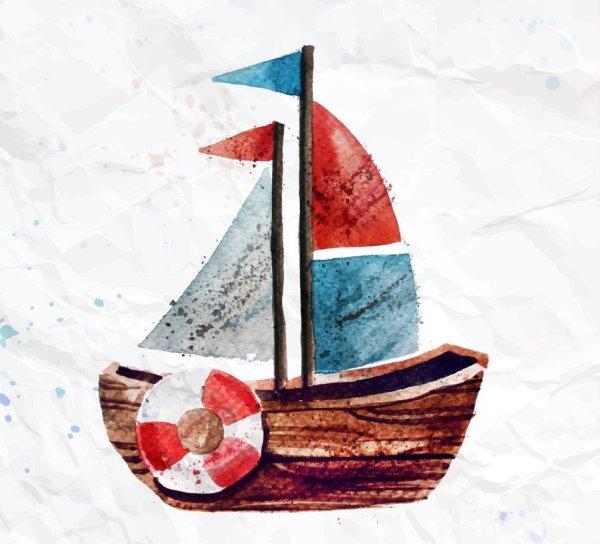 Корабль акварелью