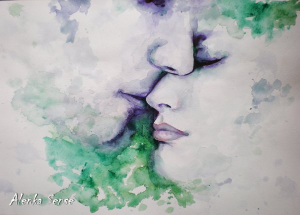 Картины акварелью любовь