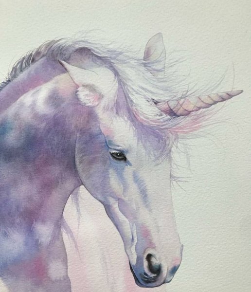 Единорог акварель