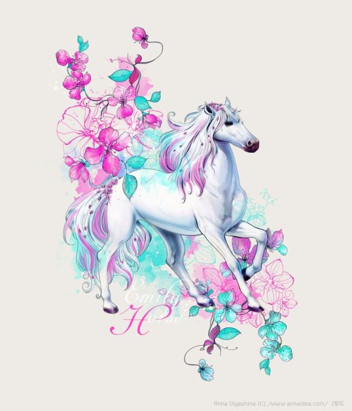 Единорог для срисовки акварелью