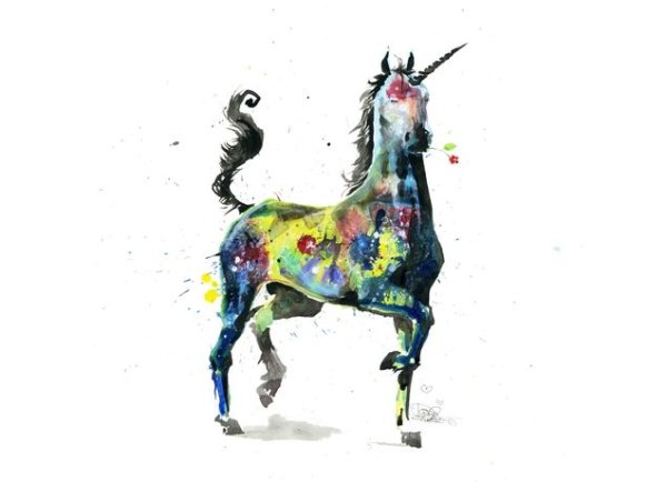 Единорожка акварель