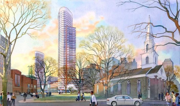 Небоскребы рисунок акварелью