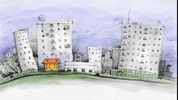 Нарисованные многоэтажки